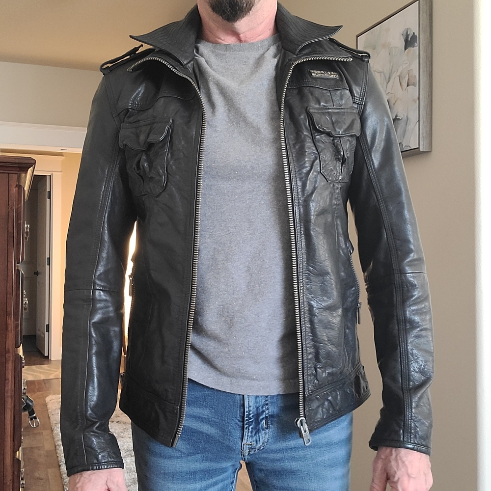 Mens Superdry Biker Leather Jacket
